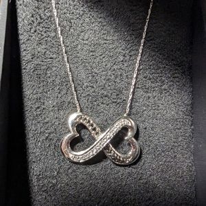 10k white gold black and white diamond infinity pendant 1/4ctw Valentine's love